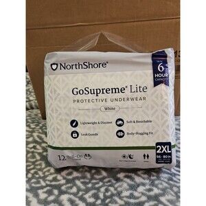 New Sealed NorthShore GoSupreme Lite Pull-On Underwear White 2XL 12 Ct #1377